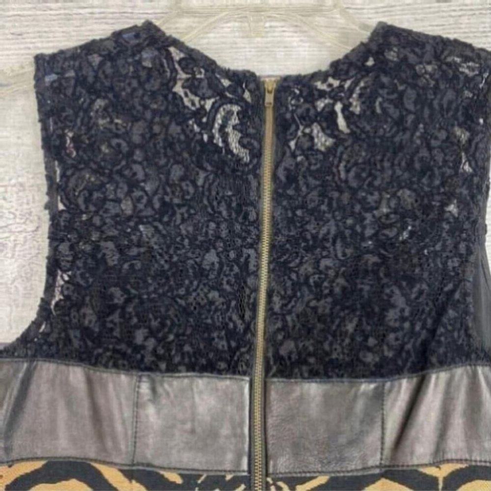 TRACY Reese Leather and Lace Jacquard Dress Party mini Size 6 - Picture 6 of 12
